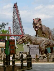 2012-04 T. rex and sub-adult with coaster